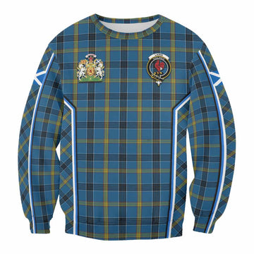 Laing Tartan Crest Sweatshirt Scotland Coat of Arm Flag Style