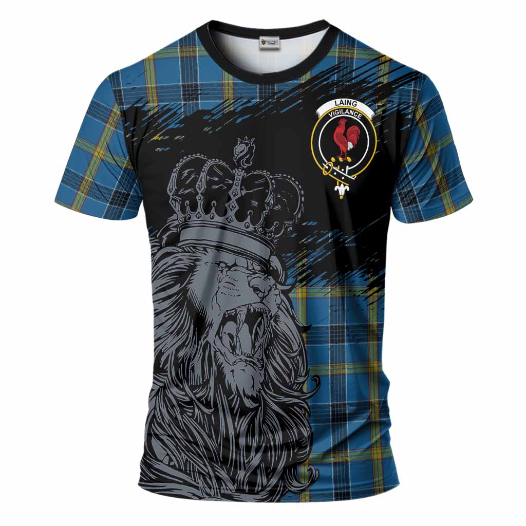 Laing Tartan Crest T-Shirt Crowned Lion Heritage Style