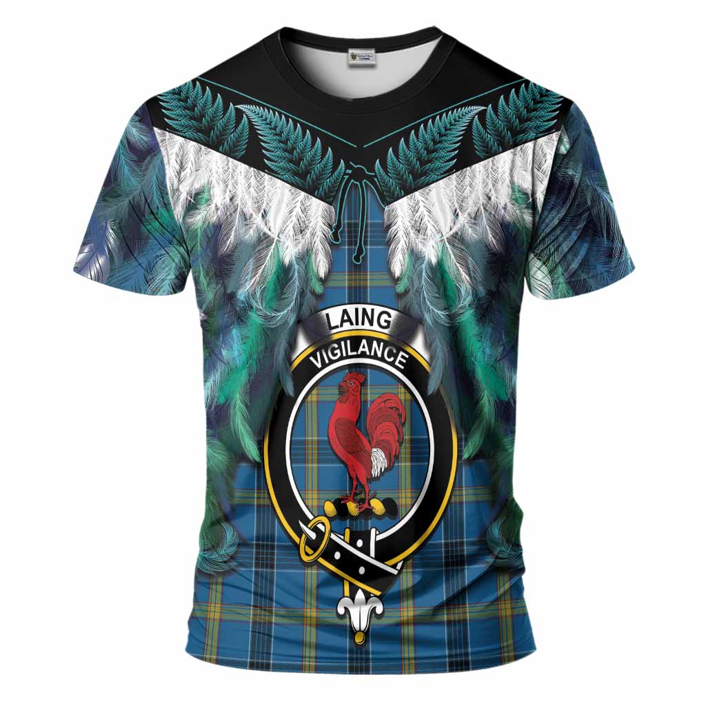 Laing Tartan Crest T-Shirt New Zealand Maori Korowai Cloak