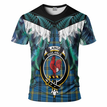 Laing Tartan Crest T-Shirt New Zealand Maori Korowai Cloak