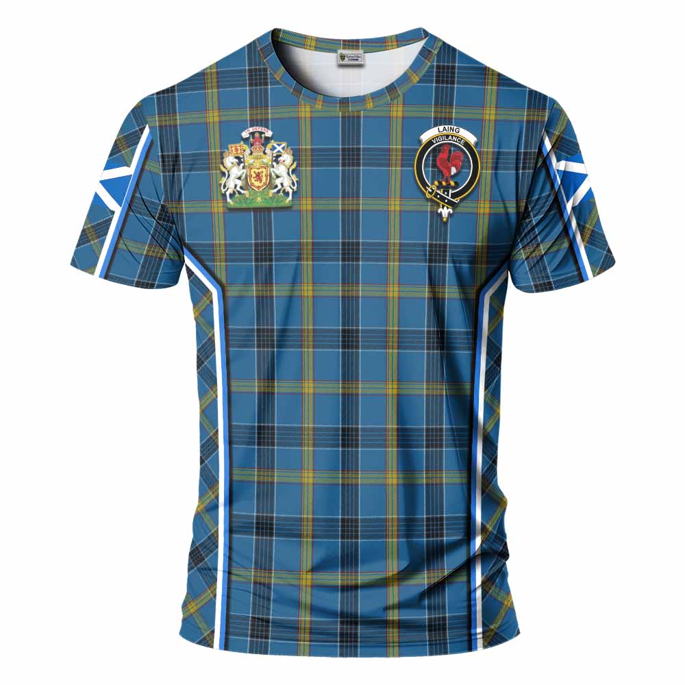 Laing Tartan Crest T-shirt Scotland Coat of Arm Flag Style - Tartan Vibes Clothing