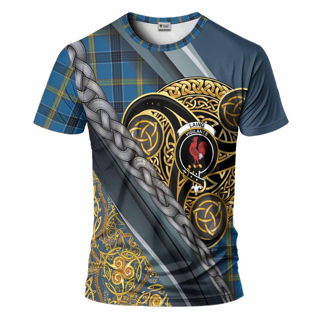 Laing Tartan Crest T-Shirt Scottish Triskele Celtic