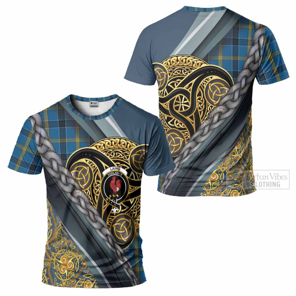 Laing Tartan Crest T-Shirt Scottish Triskele Celtic