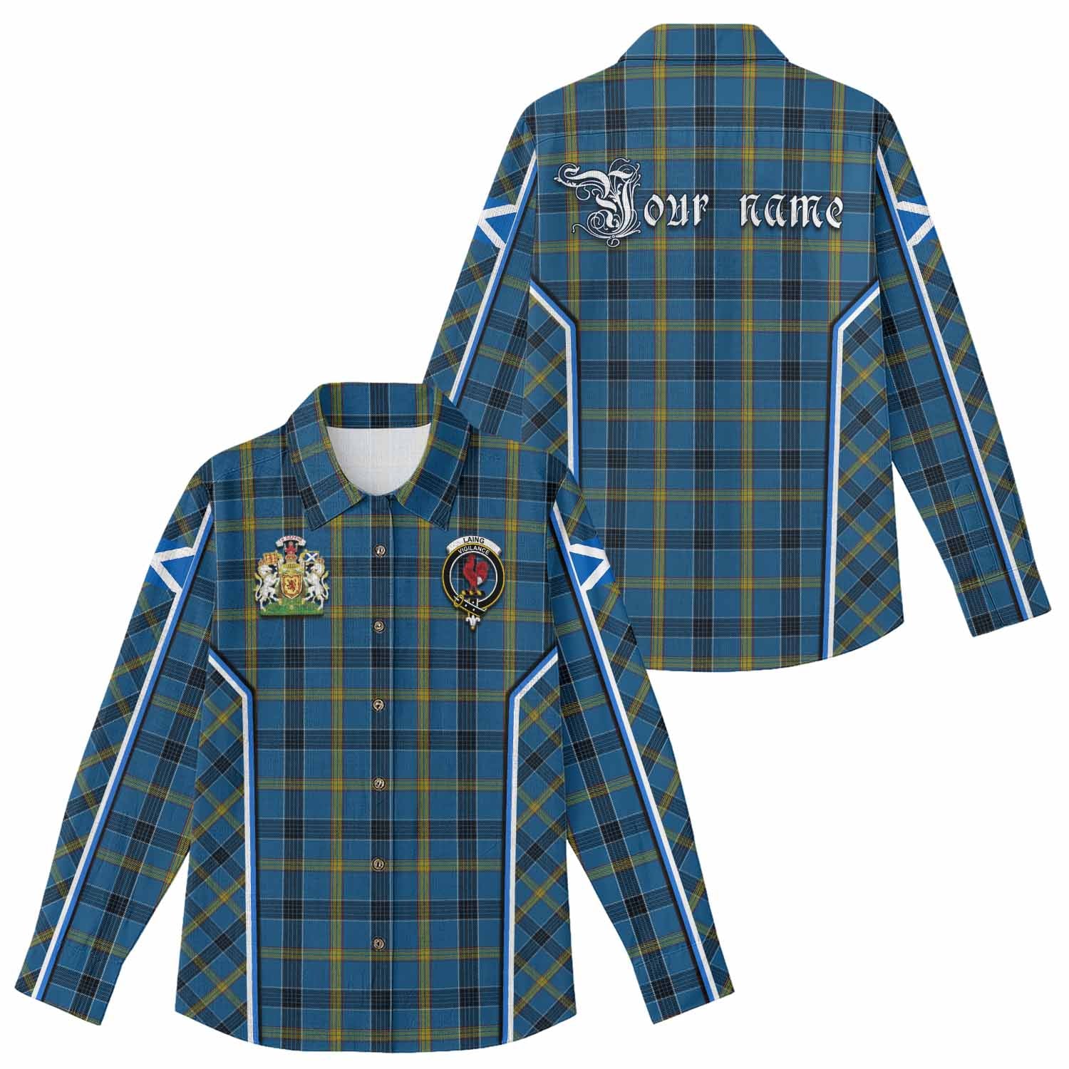 Laing Tartan Crest Women Casual Shirt Scotland Coat of Arm Flag Style - Tartan Vibes Clothing