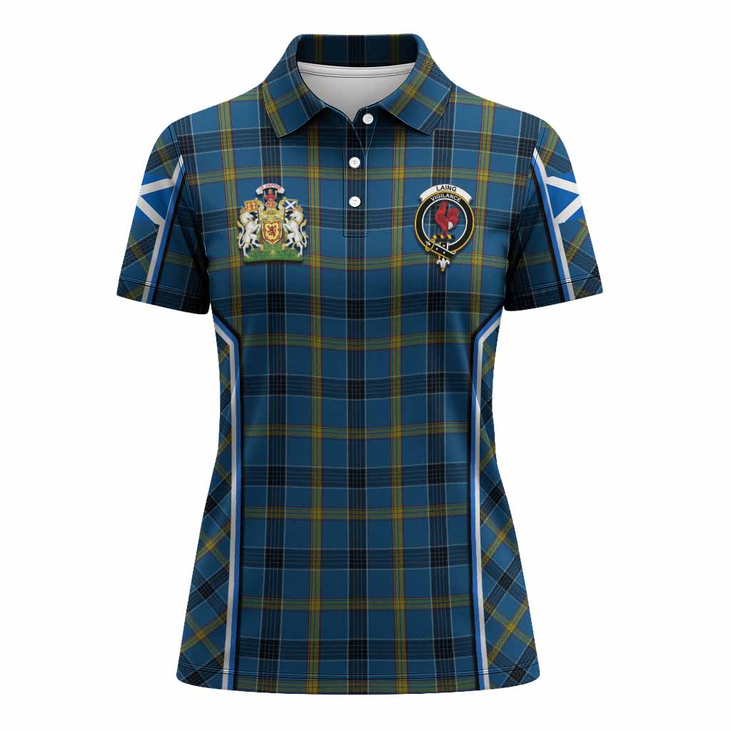 Laing Tartan Crest Women's Polo Shirt Scotland Coat of Arm Flag Style - Tartan Vibes Clothing
