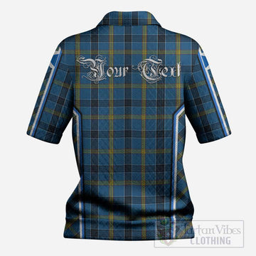 Laing Tartan Crest Women’s Polo Sweater Top Scotland Coat of Arm Flag Style