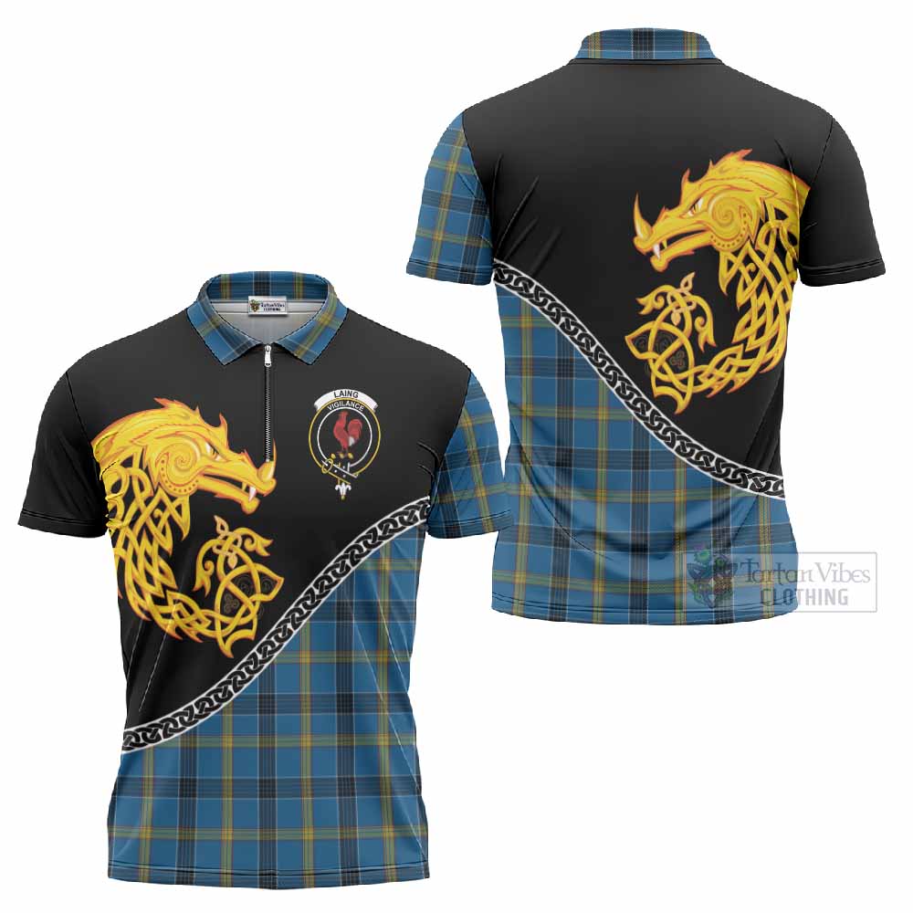Laing Tartan Crest Zipper Polo Shirt Legendary Dragon Knot Half Style