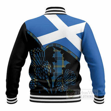 Laing Tartan Family Crest Baseball Jacket Scotland Thistle Floral Flag Style