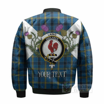 Laing Tartan Family Crest Bomber Jacket Scottish Burns Night Thistle Floral