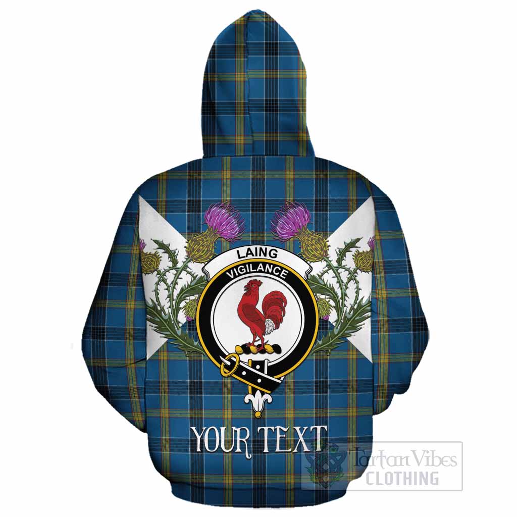 Laing Tartan Family Crest Cotton Hoodie Scottish Burns Night Thistle Floral