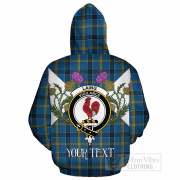 Laing Tartan Family Crest Cotton Hoodie Scottish Burns Night Thistle Floral