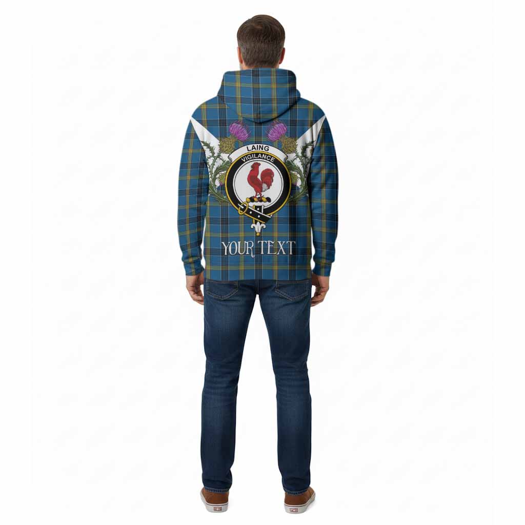 Laing Tartan Family Crest Cotton Hoodie Scottish Burns Night Thistle Floral