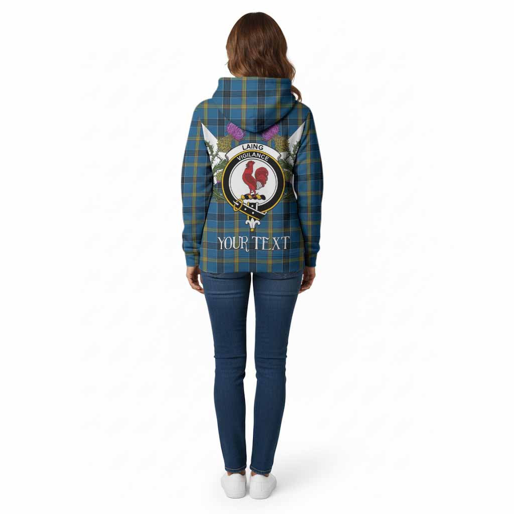 Laing Tartan Family Crest Cotton Hoodie Scottish Burns Night Thistle Floral