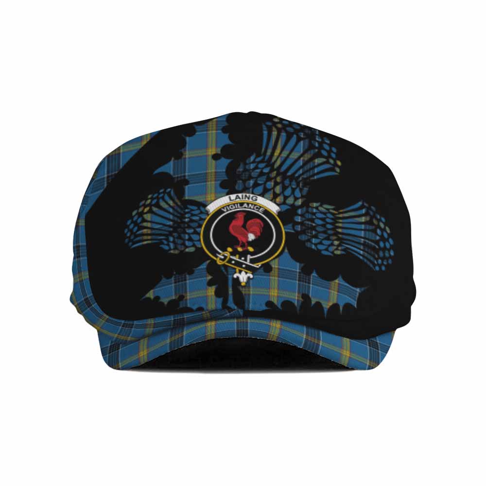 Laing Tartan Family Crest Flat Cap, Jeff Cap Scotland Thistle Floral