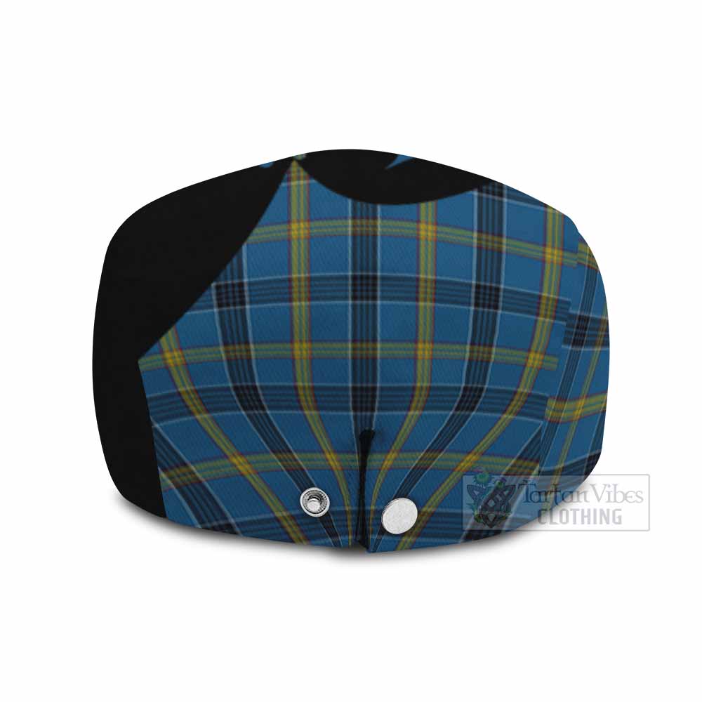 Laing Tartan Family Crest Flat Cap, Jeff Cap Scotland Thistle Floral