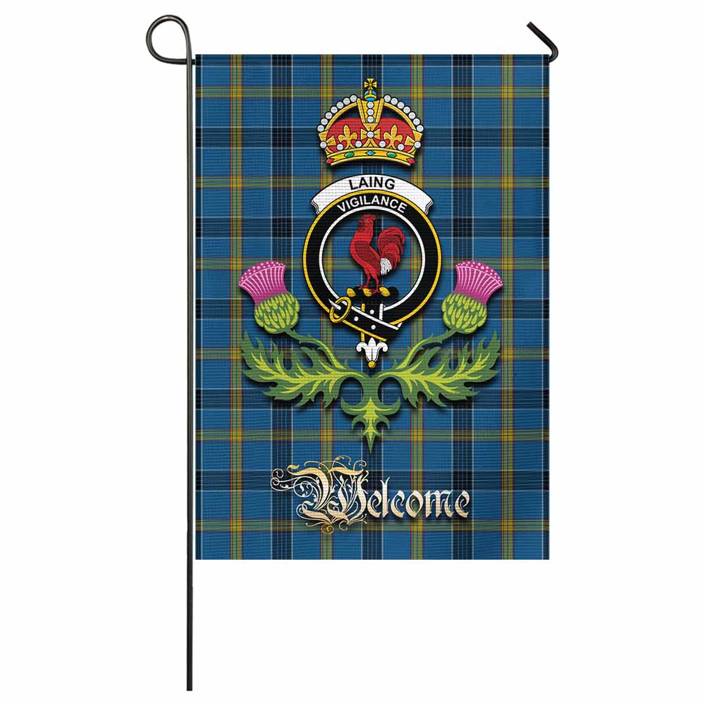 Laing Tartan Family Crest Garden Flag Royal Thistle Welcome Style