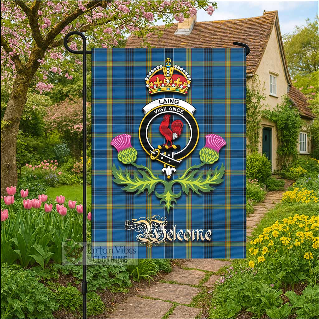 Laing Tartan Family Crest Garden Flag Royal Thistle Welcome Style