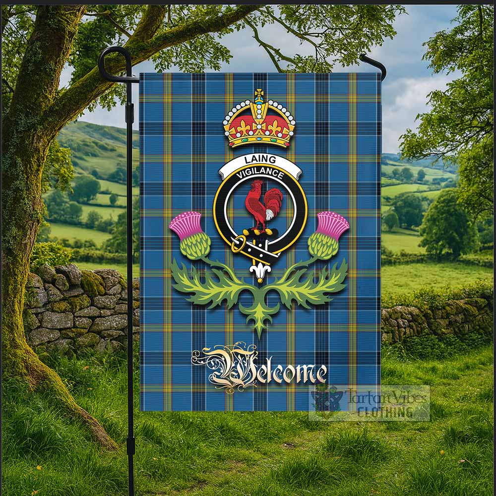 Laing Tartan Family Crest Garden Flag Royal Thistle Welcome Style