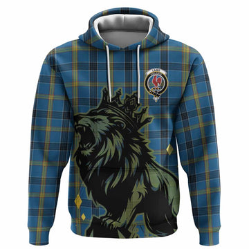 Laing Tartan Family Crest Hoodie Crowned Lion Roaring