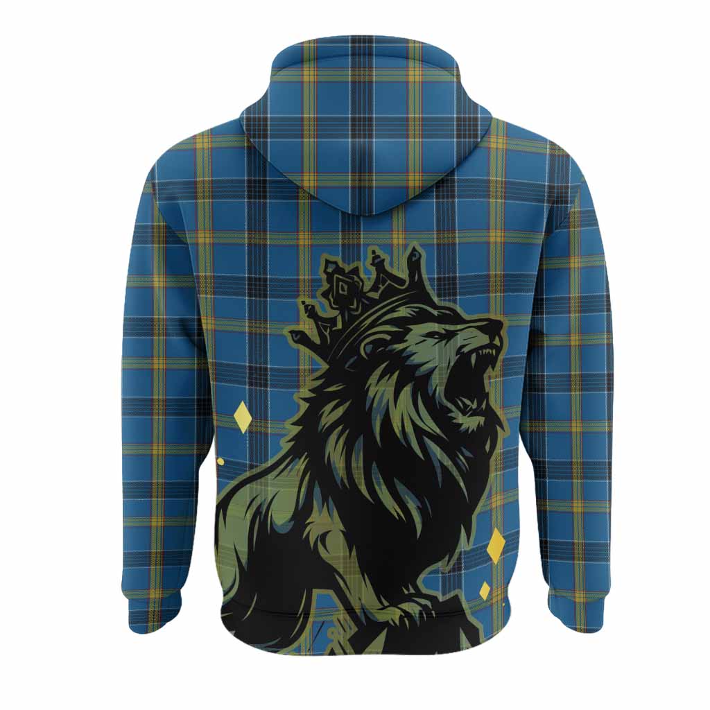 Laing Tartan Family Crest Hoodie Crowned Lion Roaring