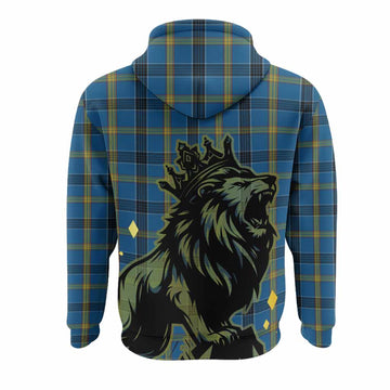 Laing Tartan Family Crest Hoodie Crowned Lion Roaring
