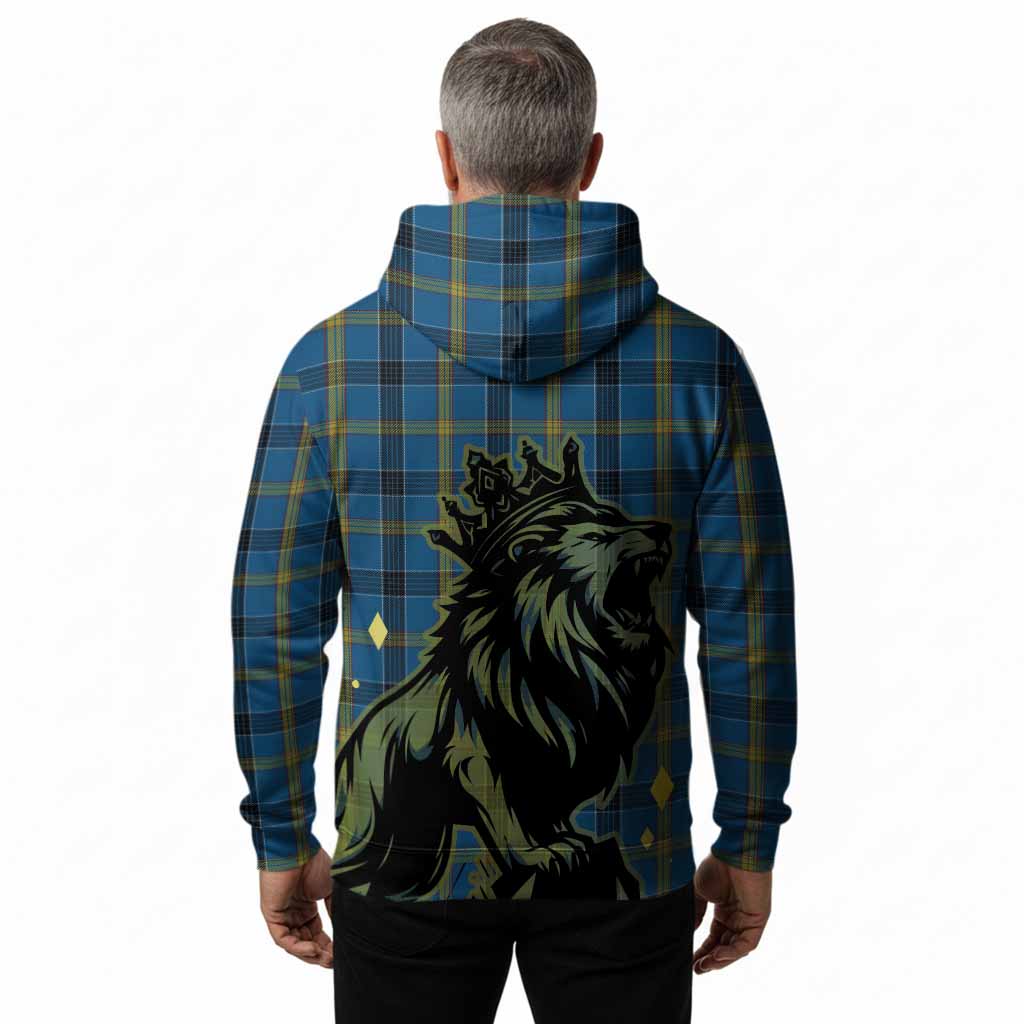 Laing Tartan Family Crest Hoodie Crowned Lion Roaring