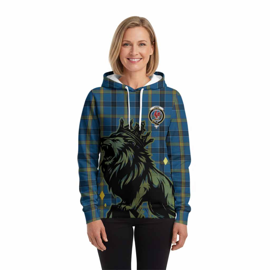 Laing Tartan Family Crest Hoodie Crowned Lion Roaring