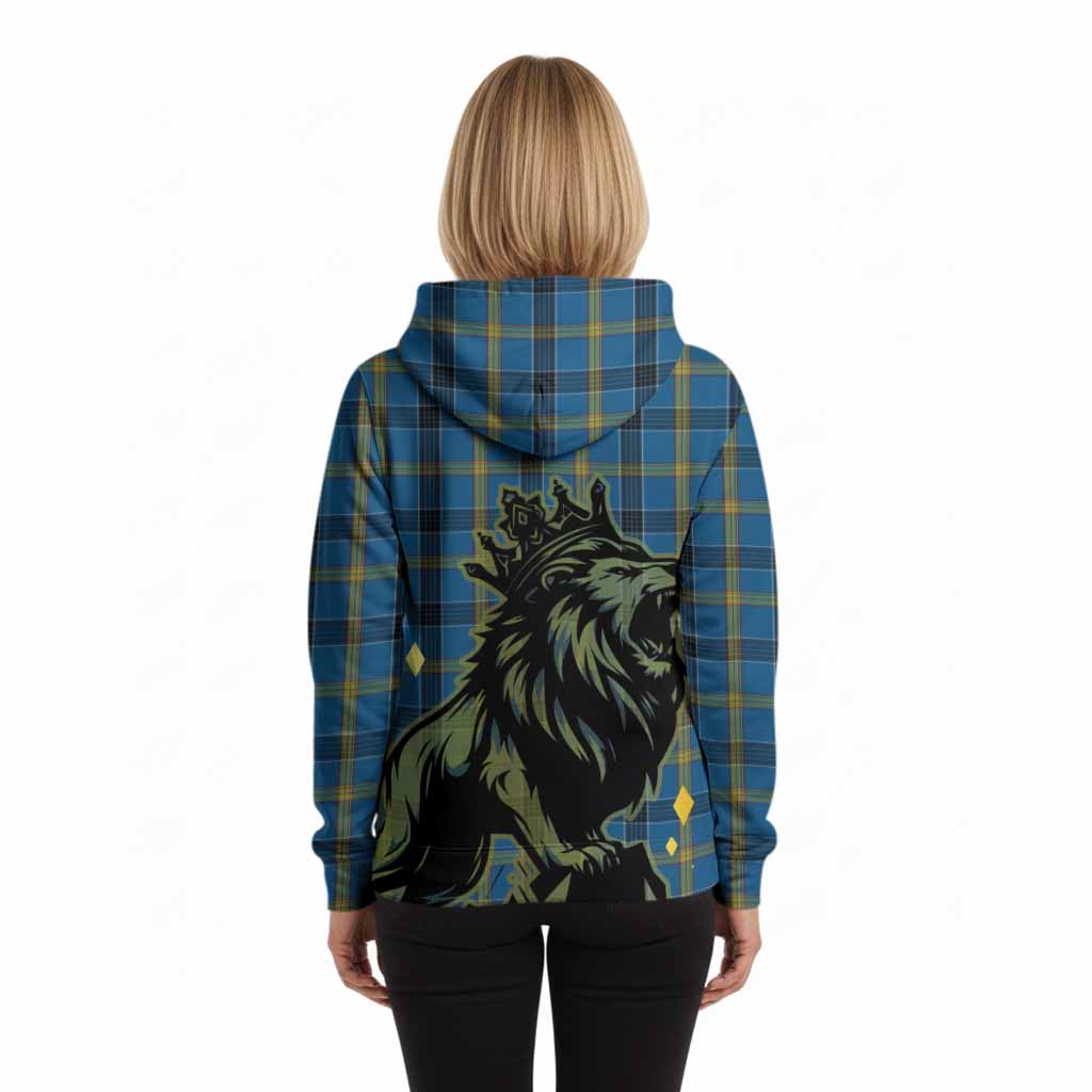 Laing Tartan Family Crest Hoodie Crowned Lion Roaring