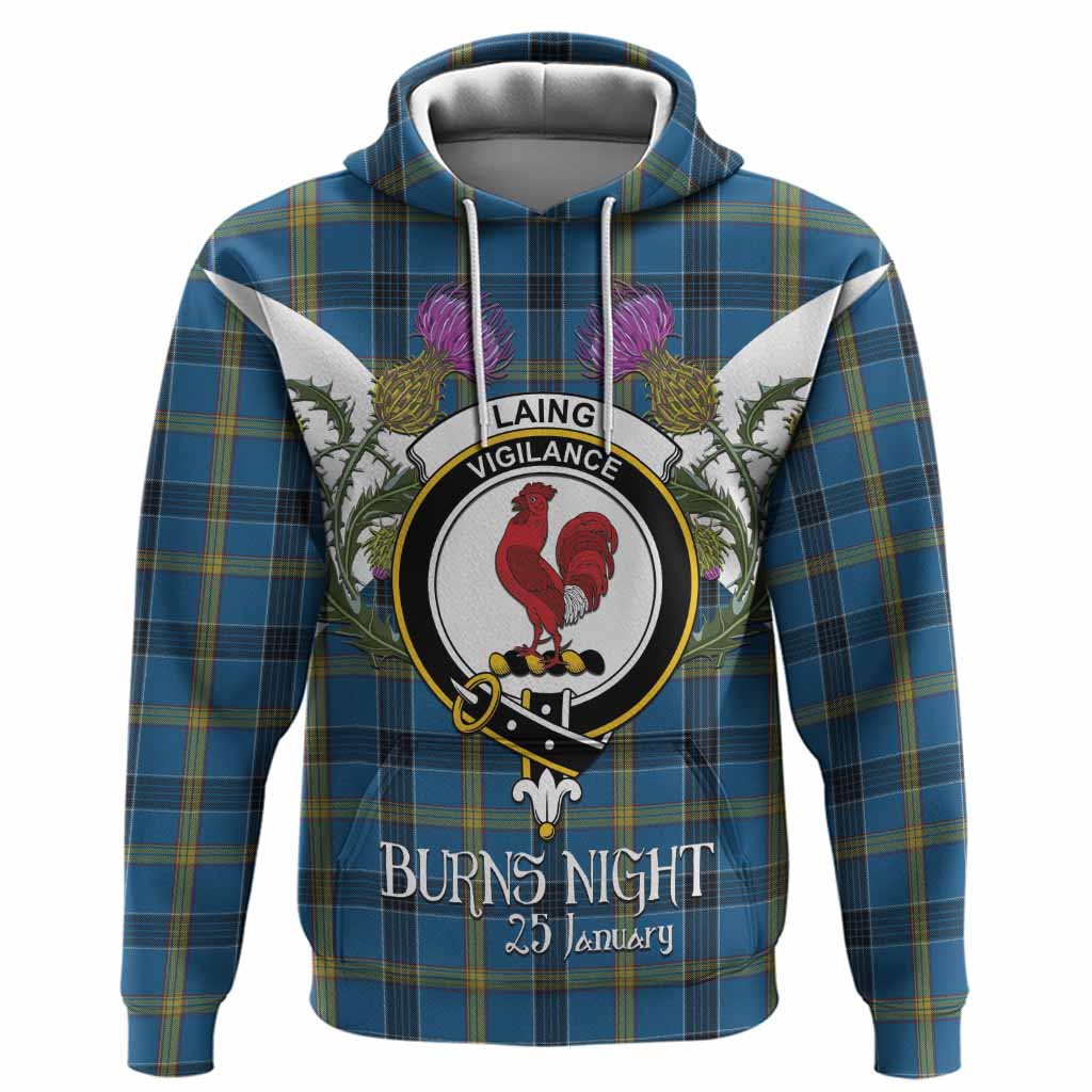 Laing Tartan Family Crest Hoodie Scottish Burns Night Thistle Floral