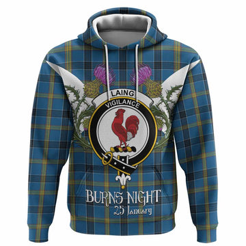 Laing Tartan Family Crest Hoodie Scottish Burns Night Thistle Floral