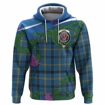 Laing Tartan Family Crest Hoodie Thistle in Minimalism