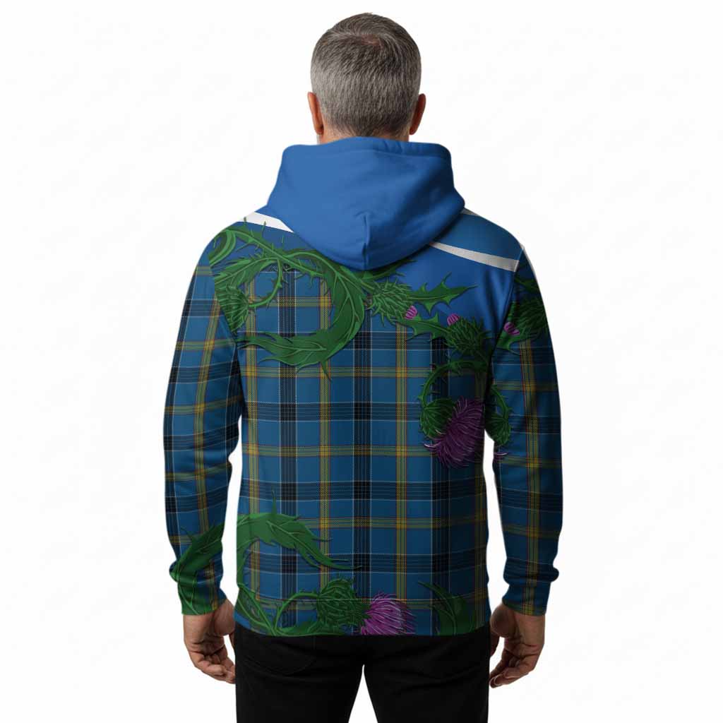 Laing Tartan Family Crest Hoodie Thistle in Minimalism