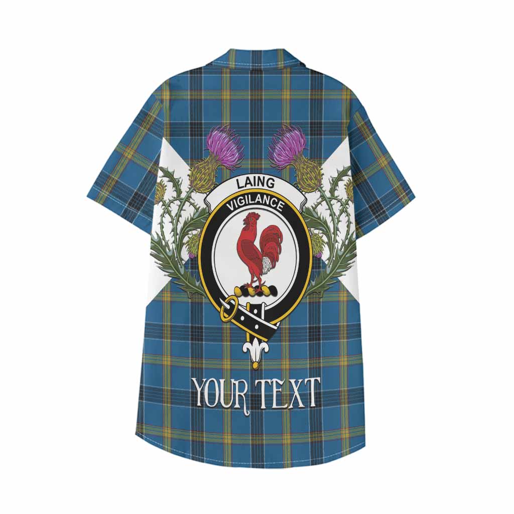 Laing Tartan Family Crest Kid Hawaiian Shirt Scottish Burns Night Thistle Floral
