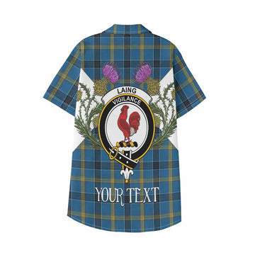 Laing Tartan Family Crest Kid Hawaiian Shirt Scottish Burns Night Thistle Floral