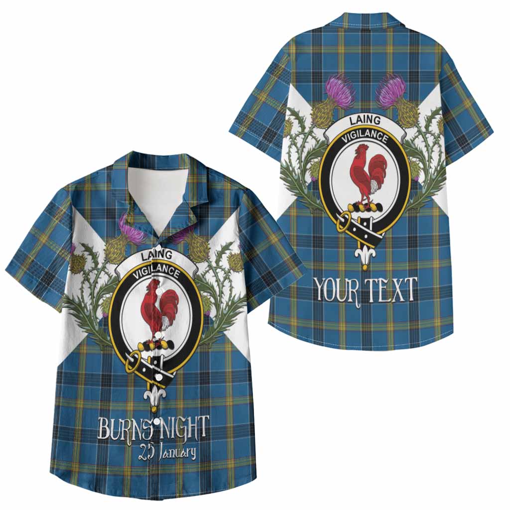 Laing Tartan Family Crest Kid Hawaiian Shirt Scottish Burns Night Thistle Floral