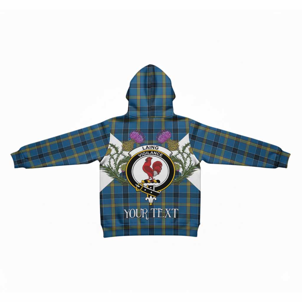 Laing Tartan Family Crest Kid Hoodie Scottish Burns Night Thistle Floral