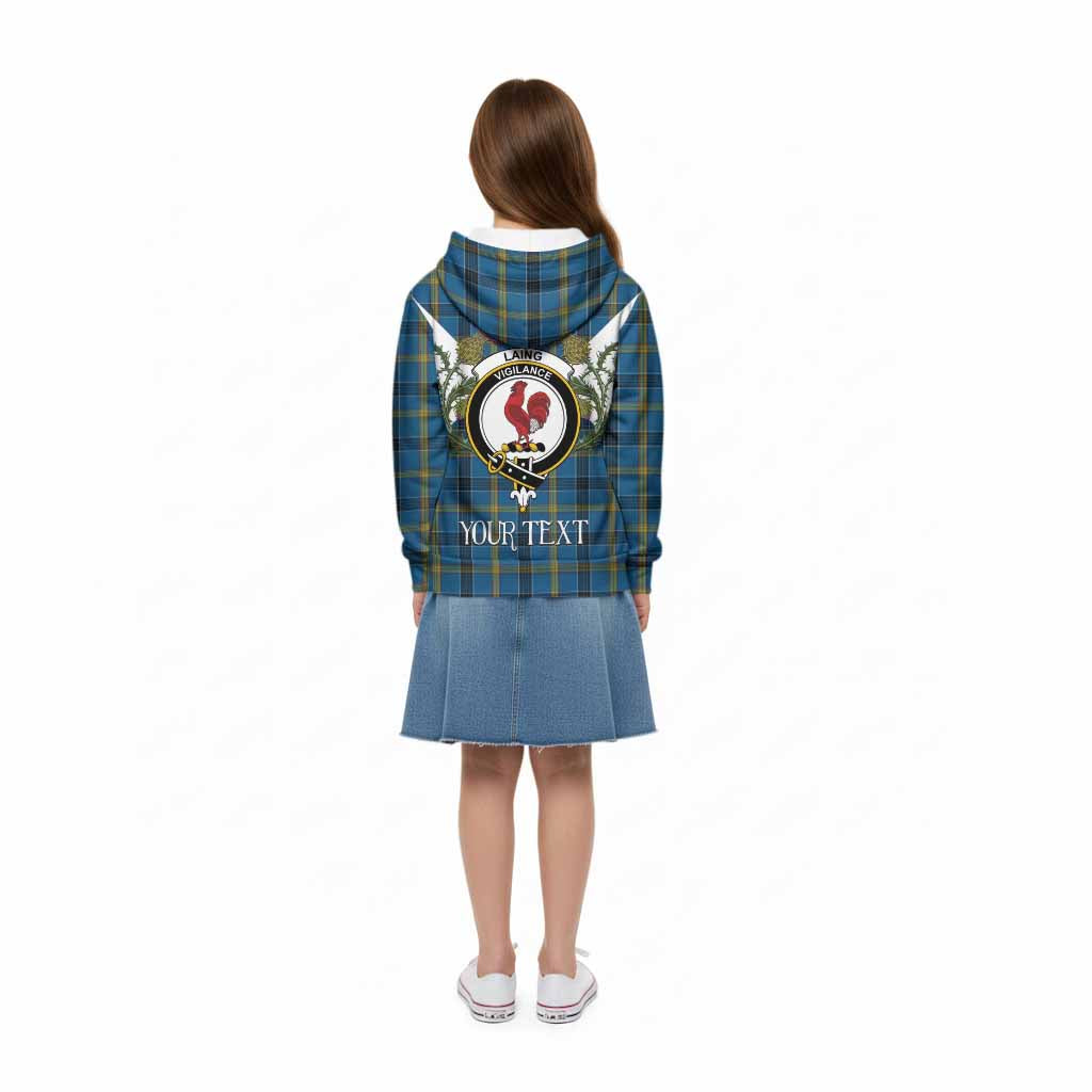 Laing Tartan Family Crest Kid Hoodie Scottish Burns Night Thistle Floral