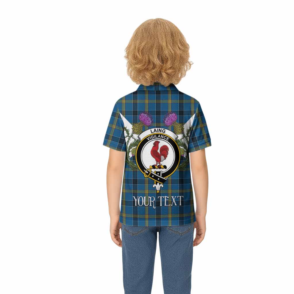 Laing Tartan Family Crest Kid Polo Shirt Scottish Burns Night Thistle Floral