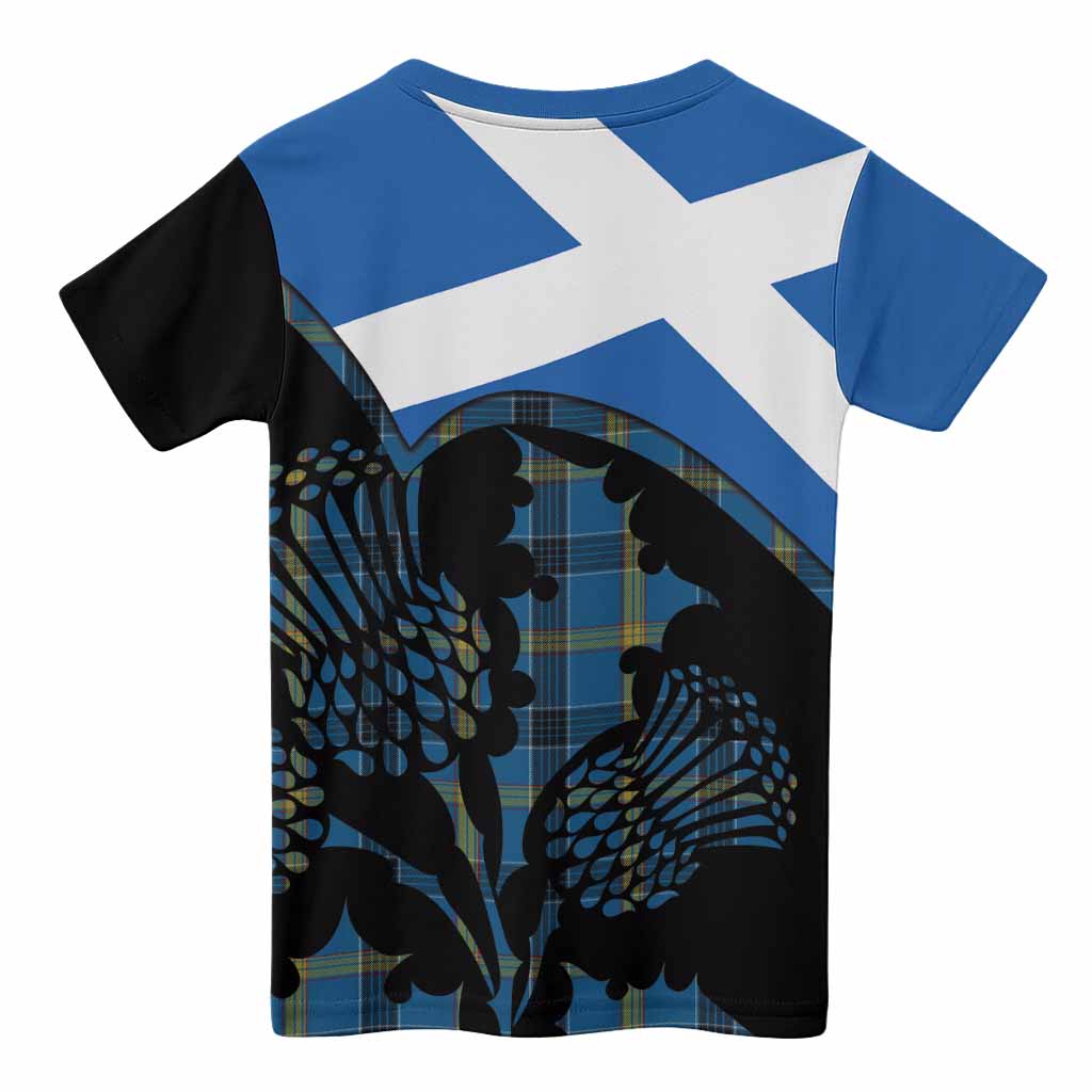 Laing Tartan Family Crest Kid T-shirt Scotland Thistle Floral Flag Style