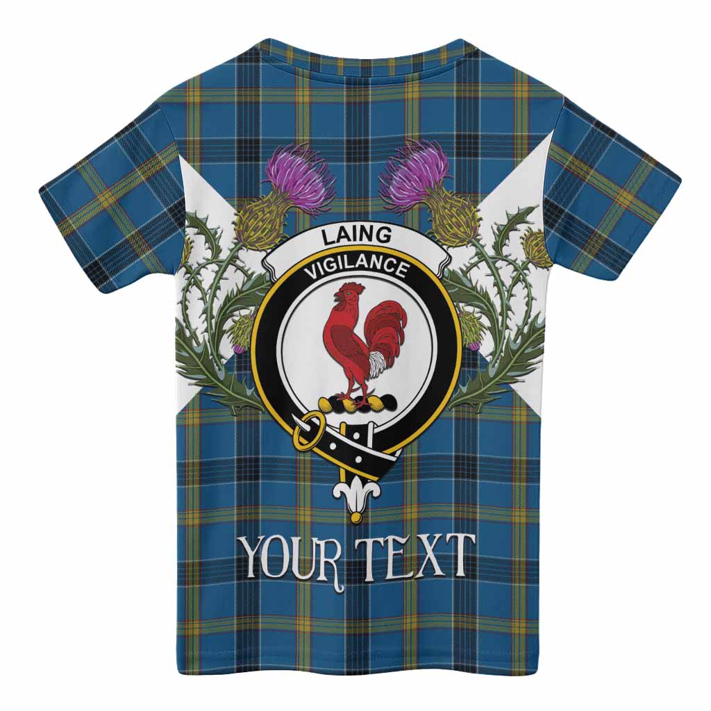 Laing Tartan Family Crest Kid T-shirt Scottish Burns Night Thistle Floral