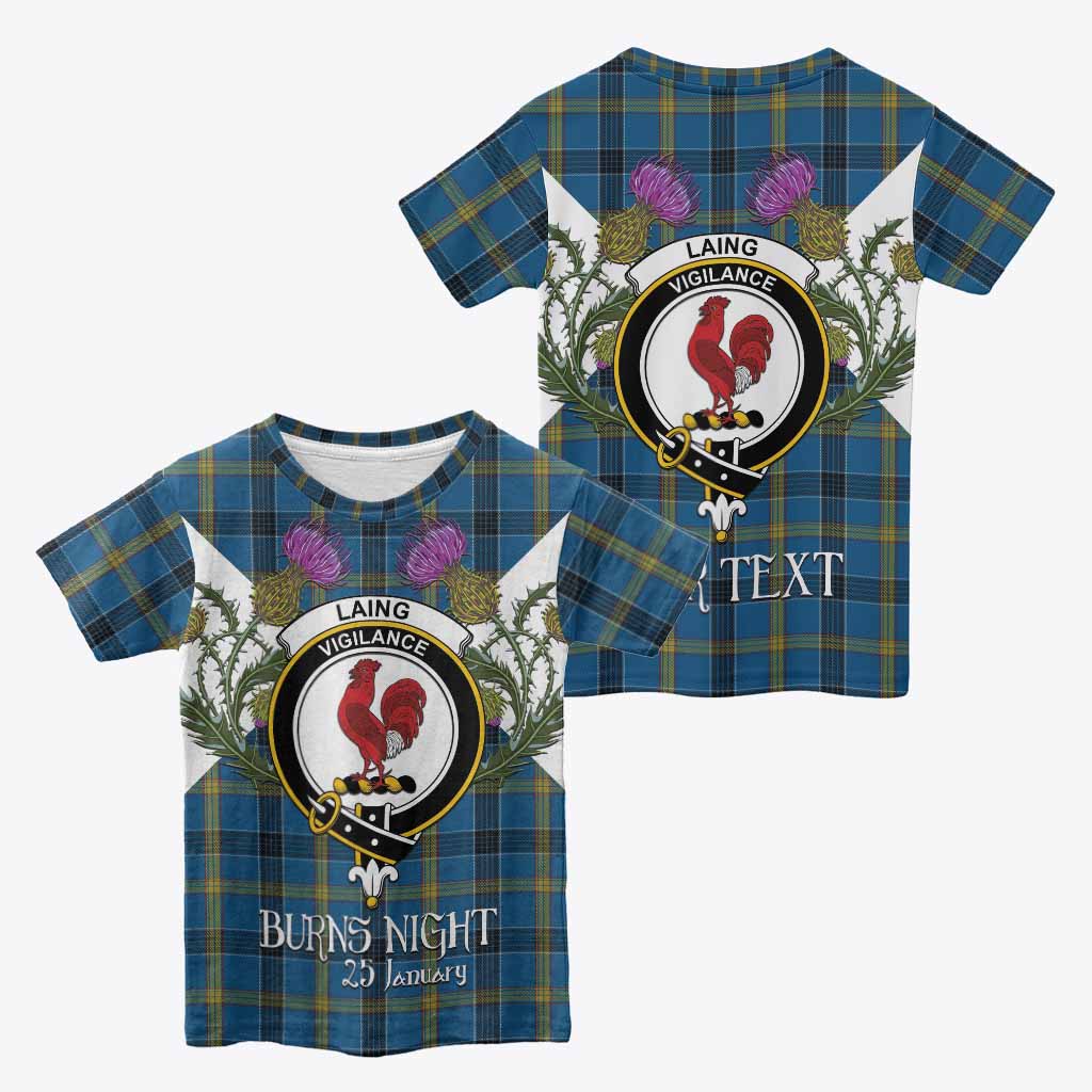 Laing Tartan Family Crest Kid T-shirt Scottish Burns Night Thistle Floral