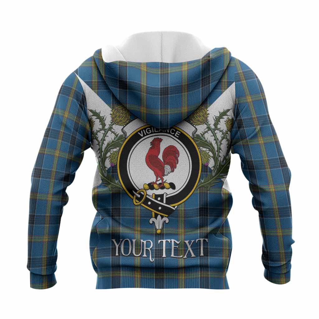 Laing Tartan Family Crest Knitted Hoodie Scottish Burns Night Thistle Floral
