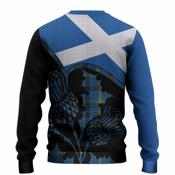 Laing Tartan Family Crest Knitted Sweater Scotland Thistle Floral Flag Style