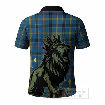 Laing Tartan Family Crest Polo Shirt Crowned Lion Roaring
