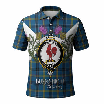 Laing Tartan Family Crest Polo Shirt Scottish Burns Night Thistle Floral
