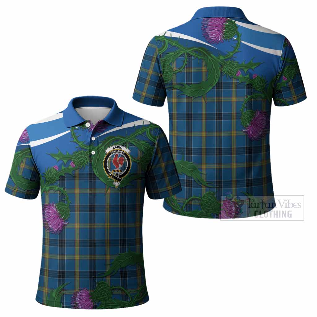 Laing Tartan Family Crest Polo Shirt Thistle in Minimalism
