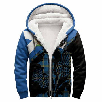 Laing Tartan Family Crest Sherpa Hoodie Scotland Thistle Floral Flag Style