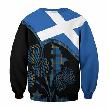 Laing Tartan Family Crest Sweatshirt Scotland Thistle Floral Flag Style