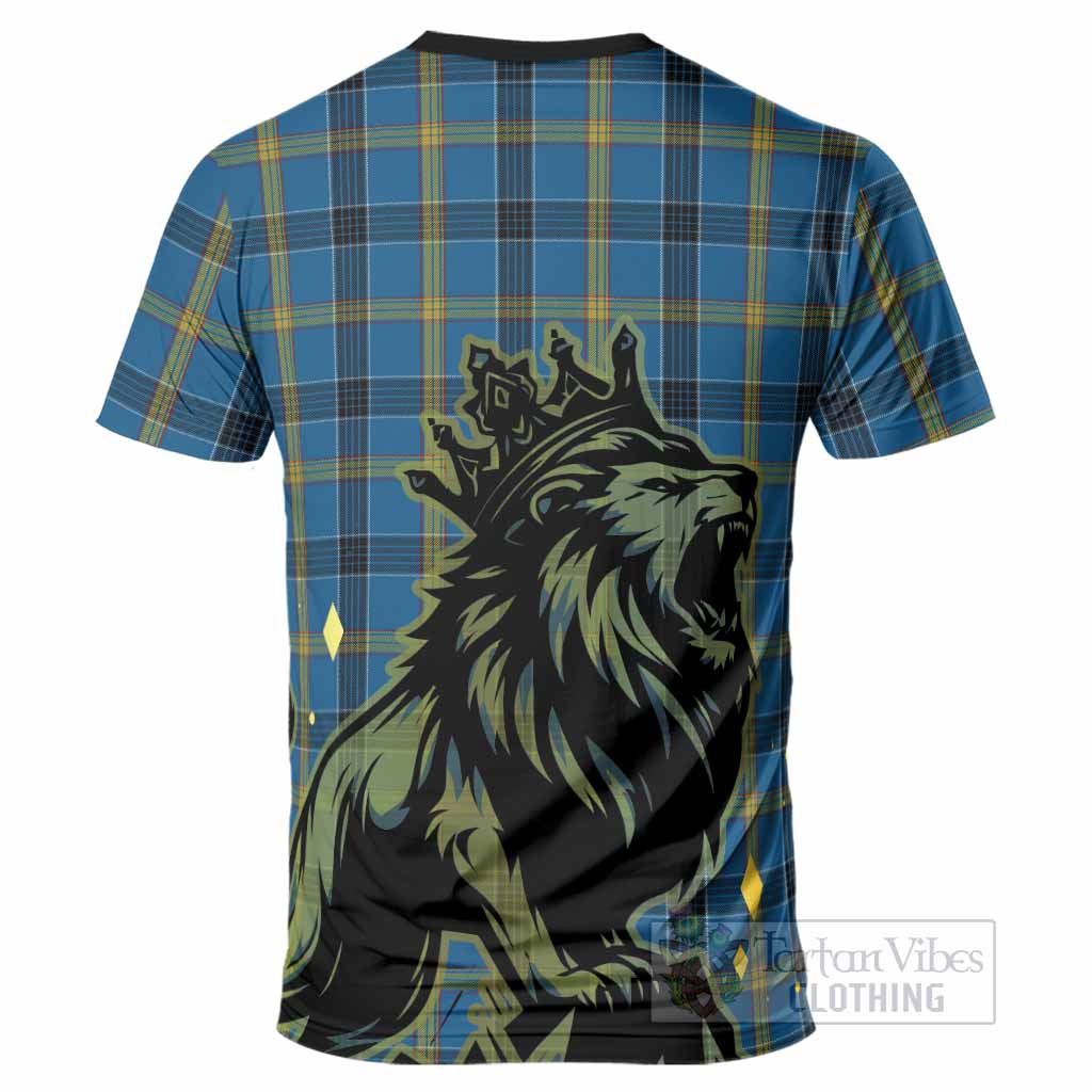 Laing Tartan Family Crest T-Shirt Crowned Lion Roaring