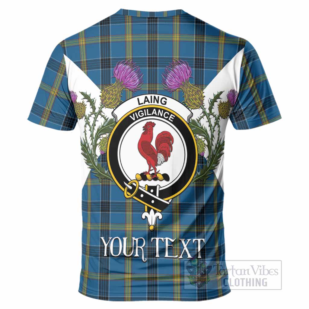 Laing Tartan Family Crest T-Shirt Scottish Burns Night Thistle Floral